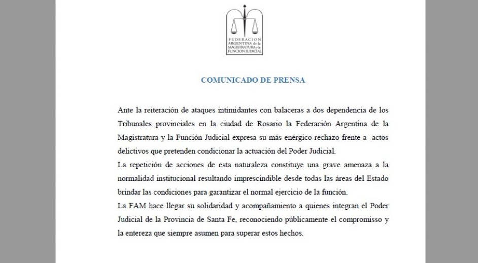 Comunicado de FAM ante los ataques a Tribunales en Rosalio