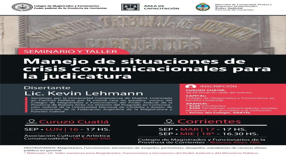 En Curuzú, inició el seminario sobre Comunicación de Crisis en la Judicatura