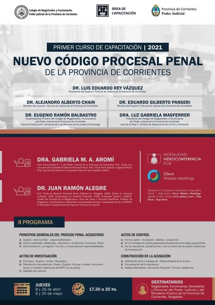 Capacitación 2021: Nuevo Código Procesal Penal de la Provincia de Corrientes
