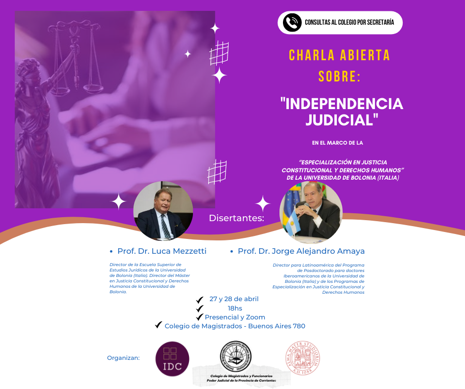 Charla Abierta sobre ‘’Independencia Judicial’’ en el Colegio