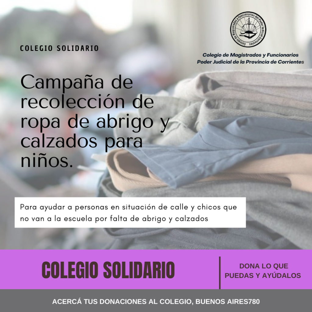 Campaña solidaria para recolectar ropa de abrigo y calzados para niños